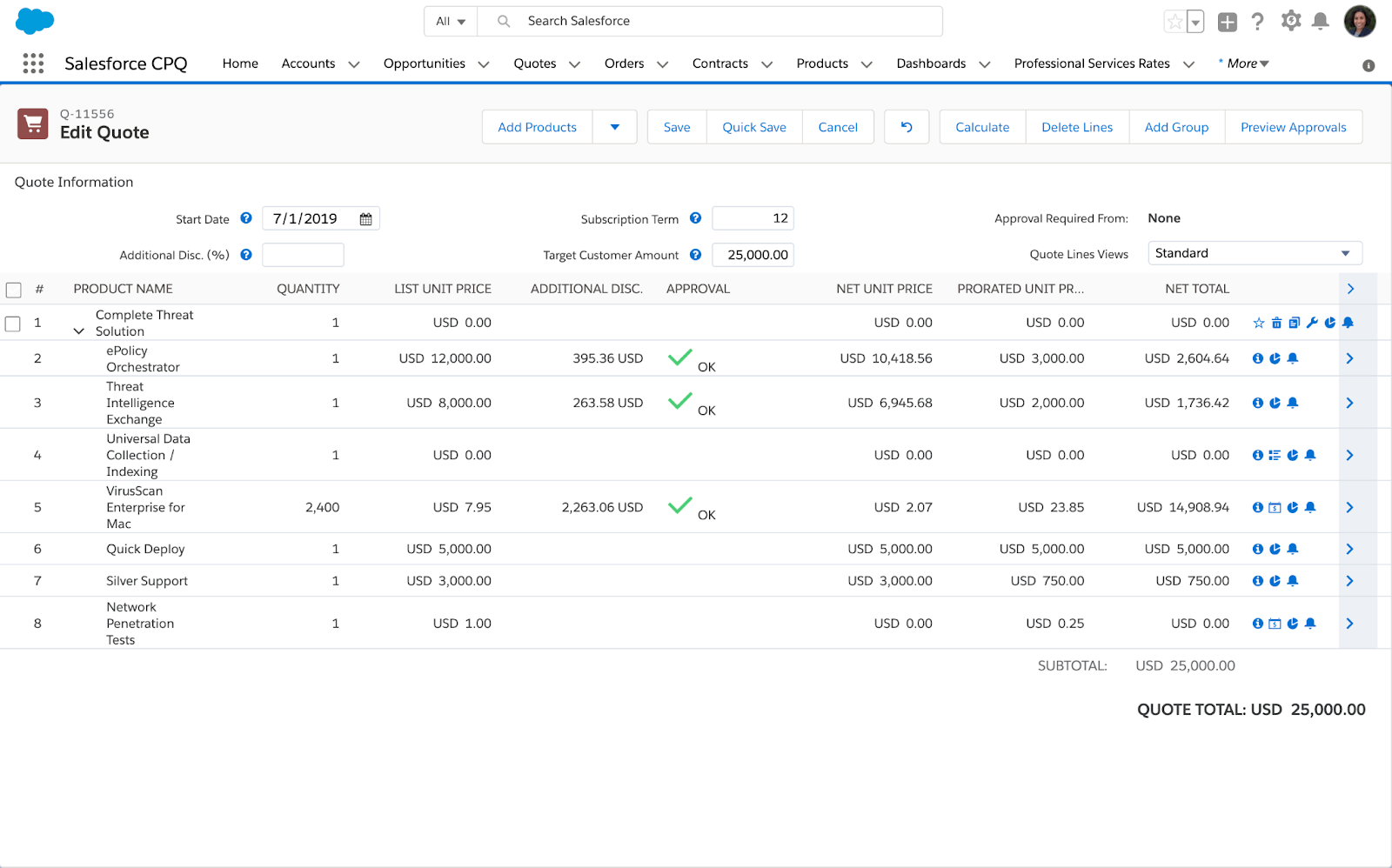 Salesforce CPQ UI