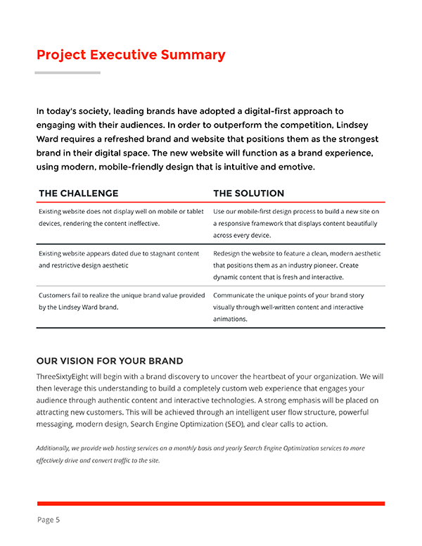 project executive summary example for a proposal