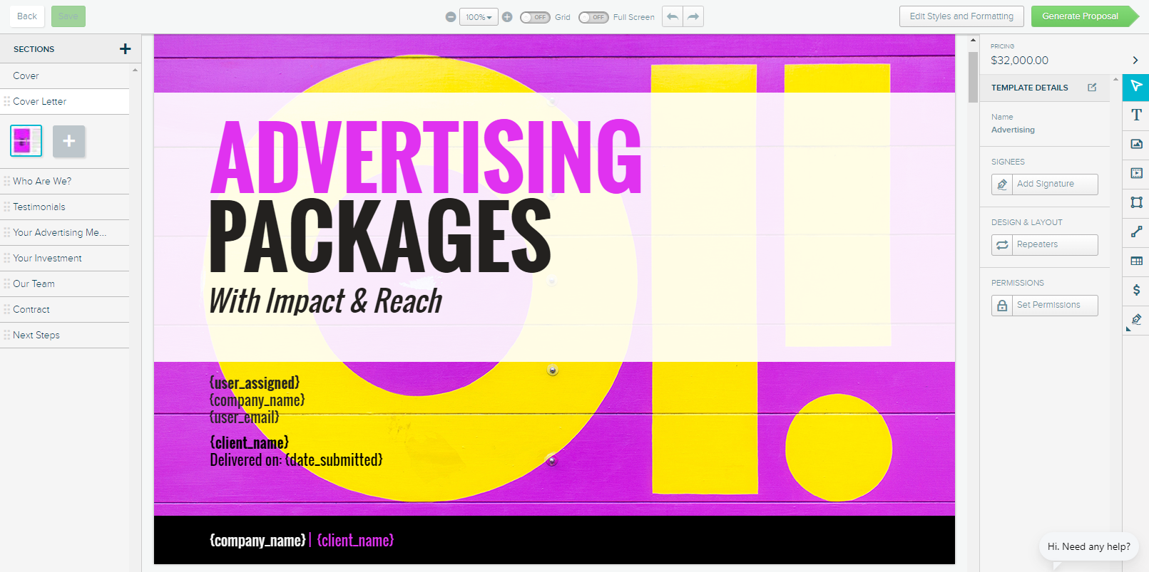 Use this advertising services proposal template to send proposals faster and improve your odds of a successful proposal follow-up.