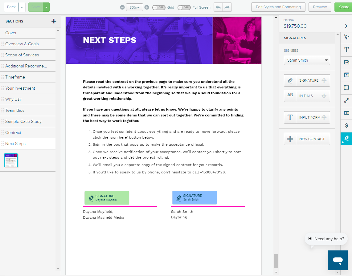 Add esignatures to any proposal with Proposify.