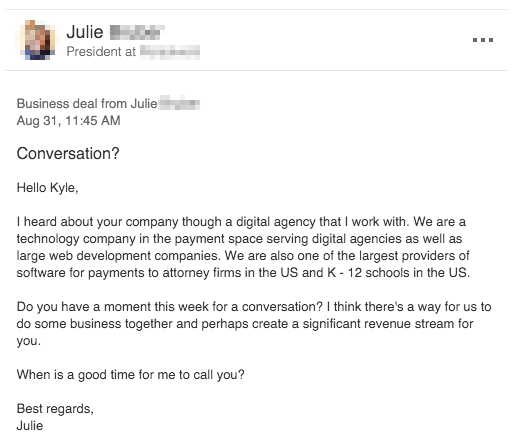 an email of a bad email to prospect