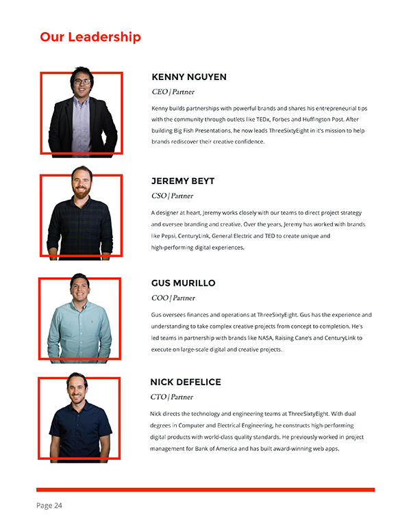 a leadership proposal page template