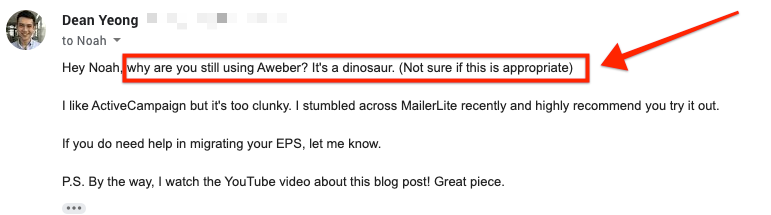 Email example for help