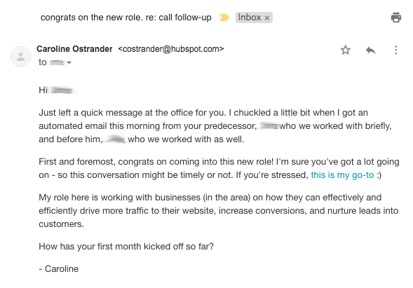 Example email
