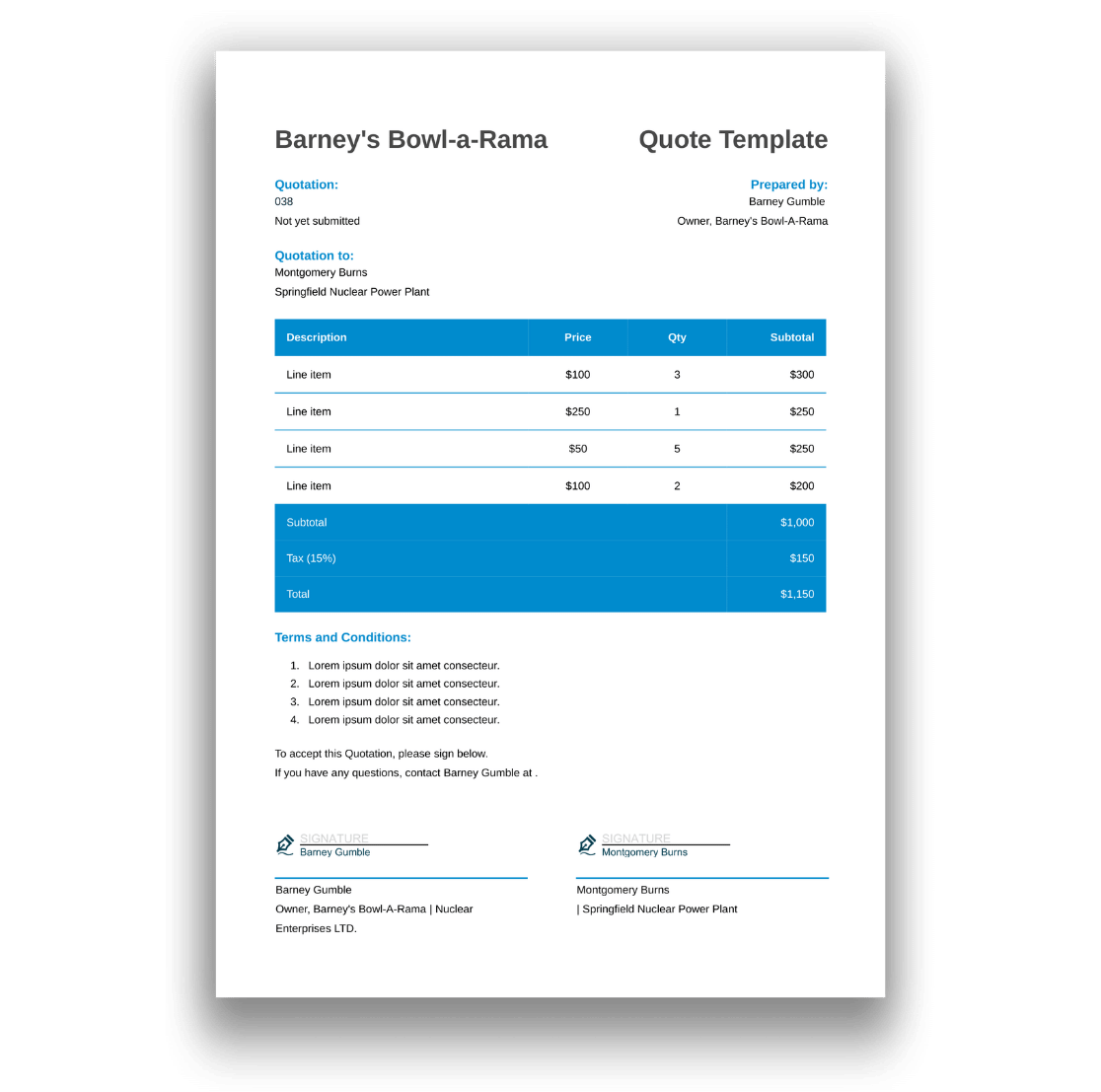 free quote template