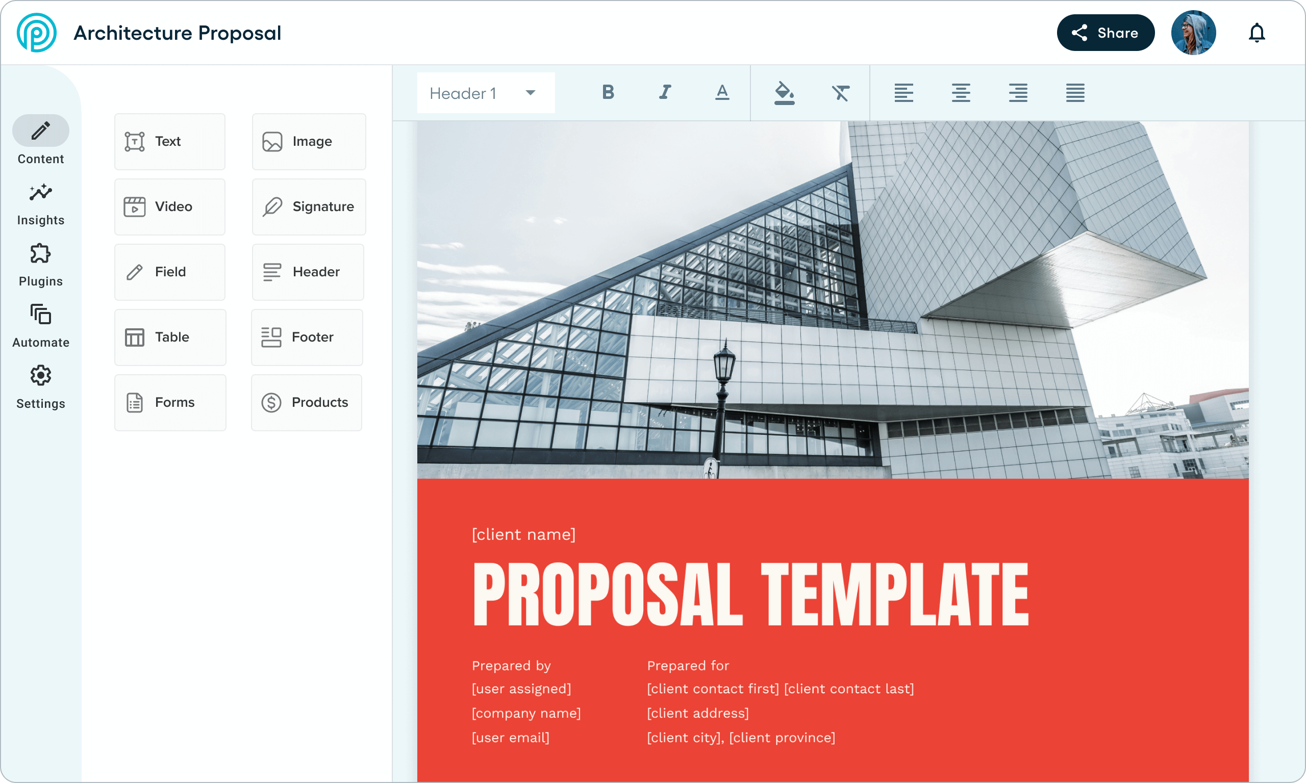 AI Proposal Generator - Template in Editor