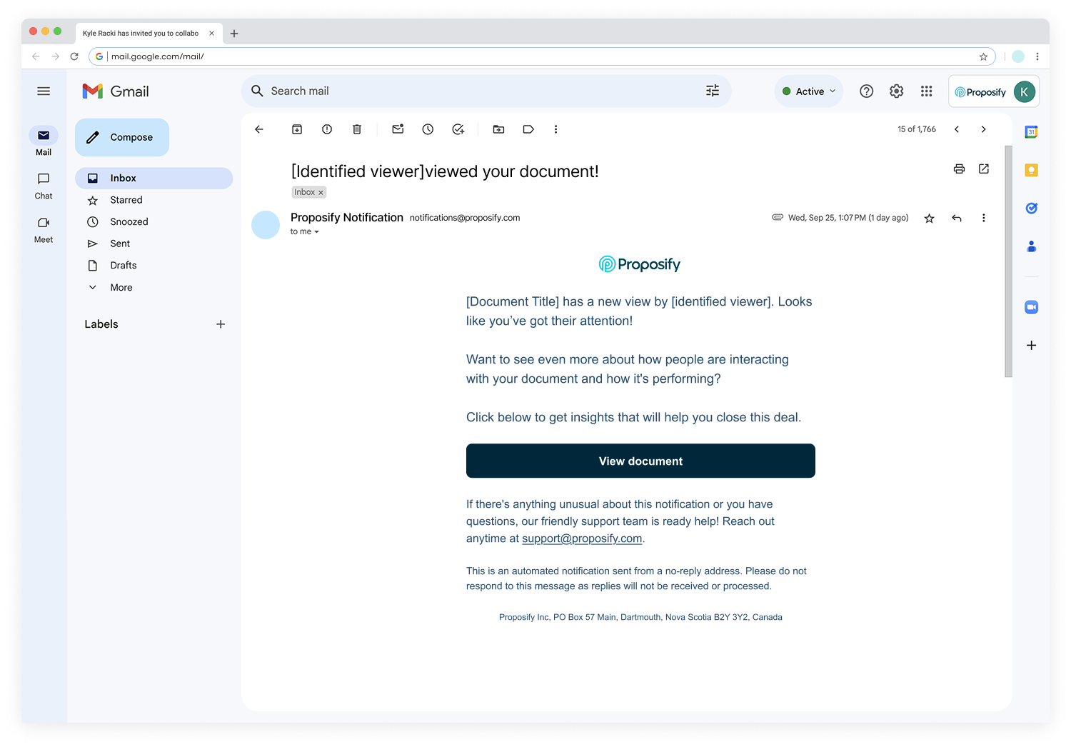 Document viewed email - Identified viewer
