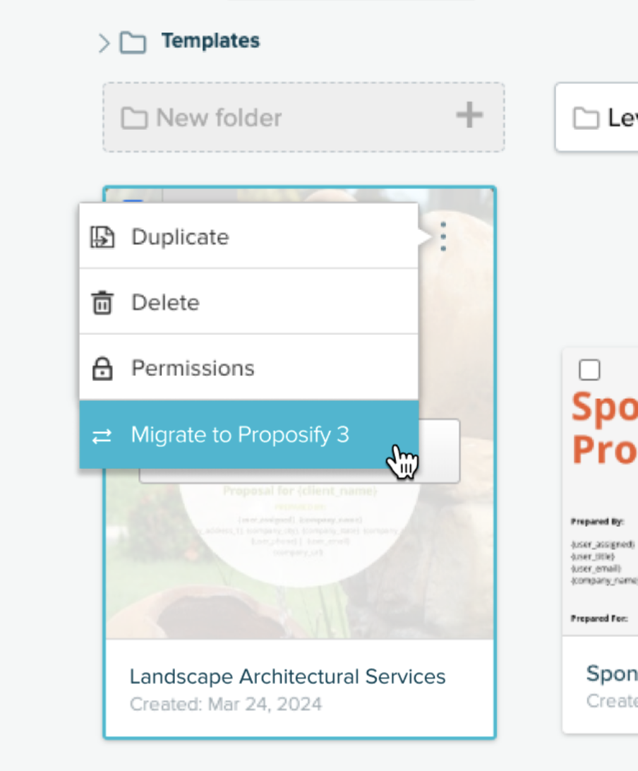 Template migration from Proposify 2 to 3 