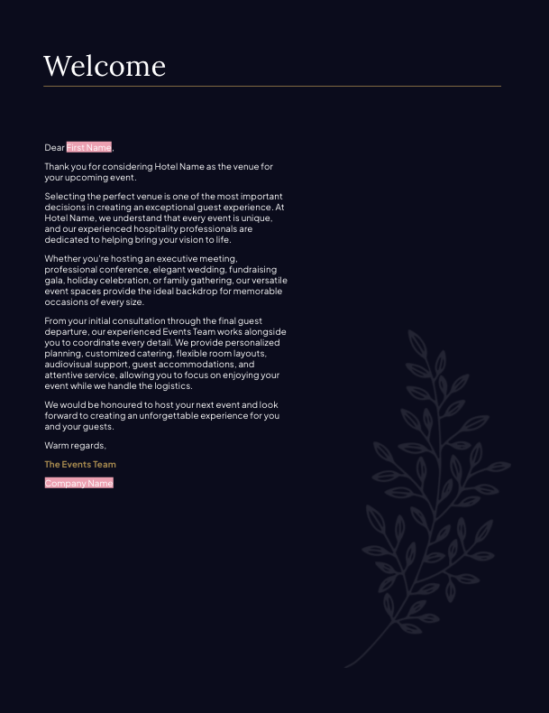 Hotel Event Venue Proposal Template