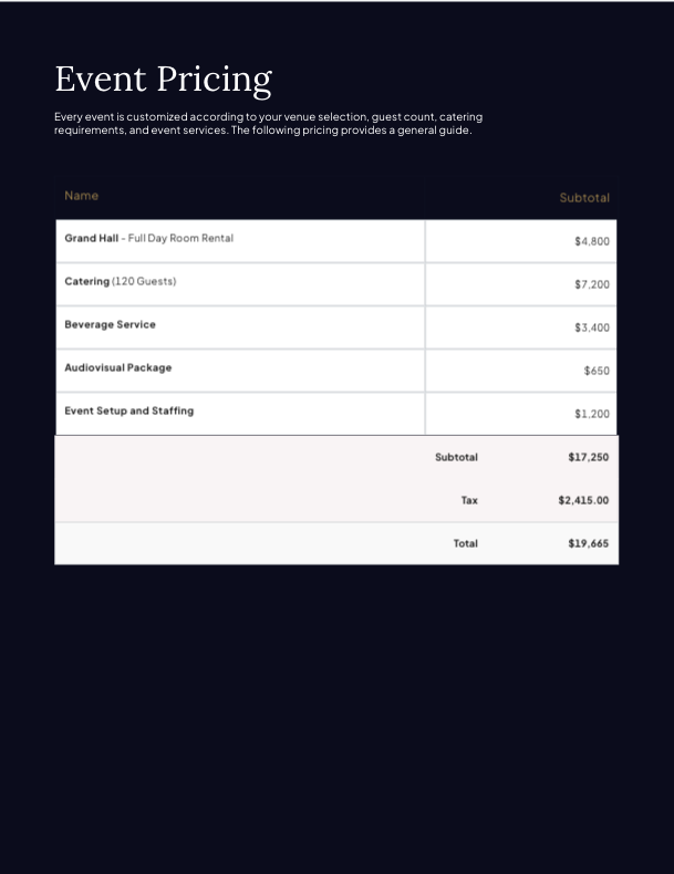 Hotel Event Venue Proposal Template
