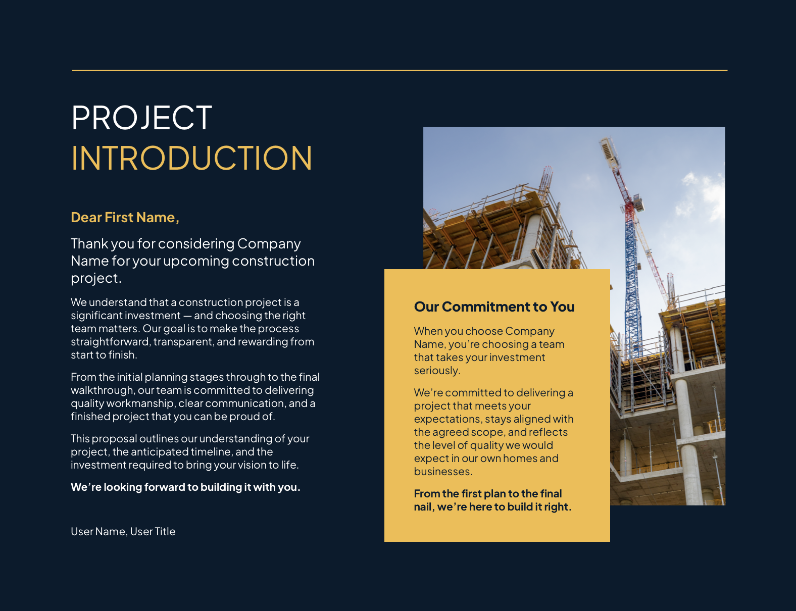 Construction Bid Template