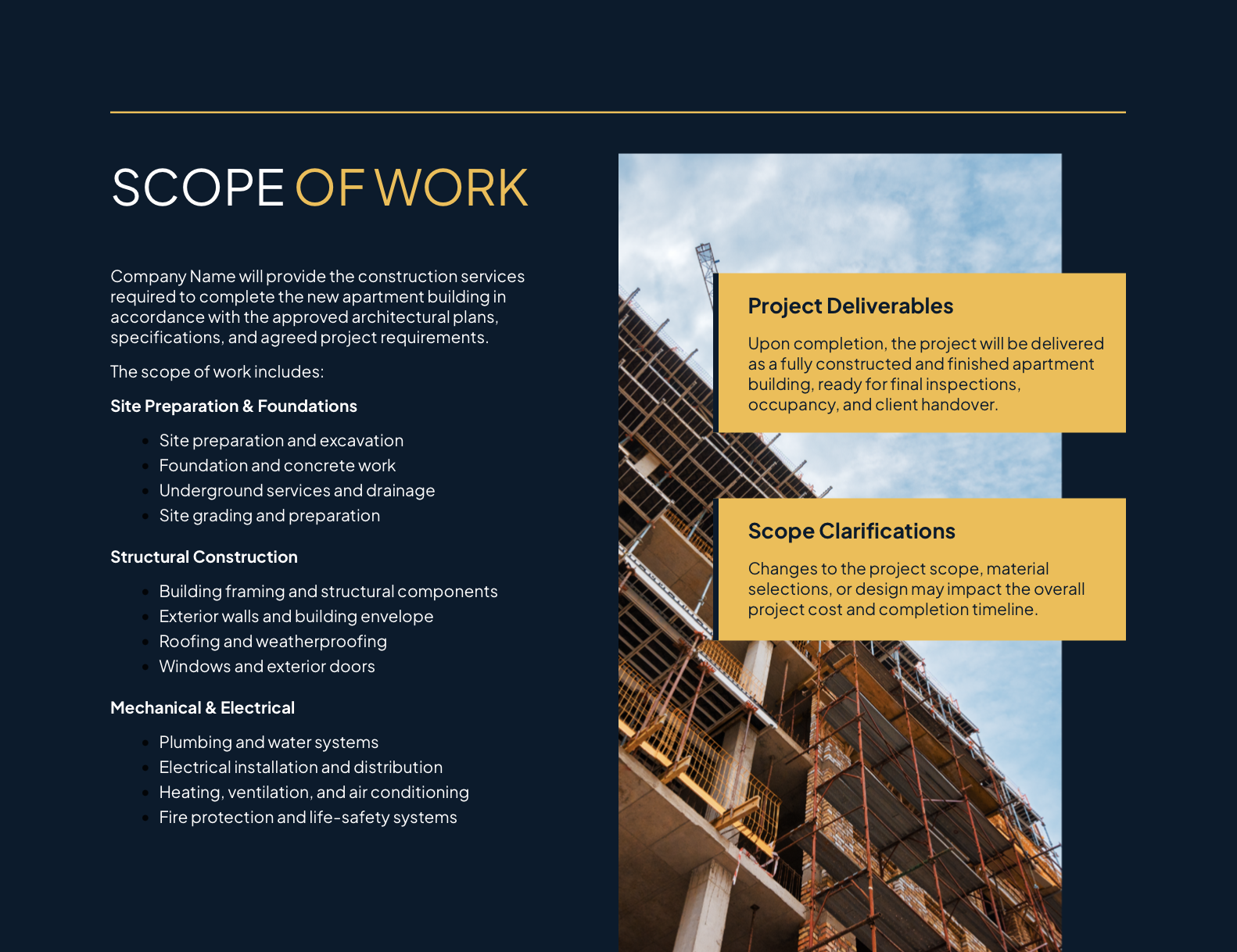 Construction Bid Template