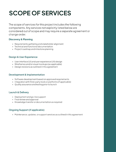 Software Development Agreement Template